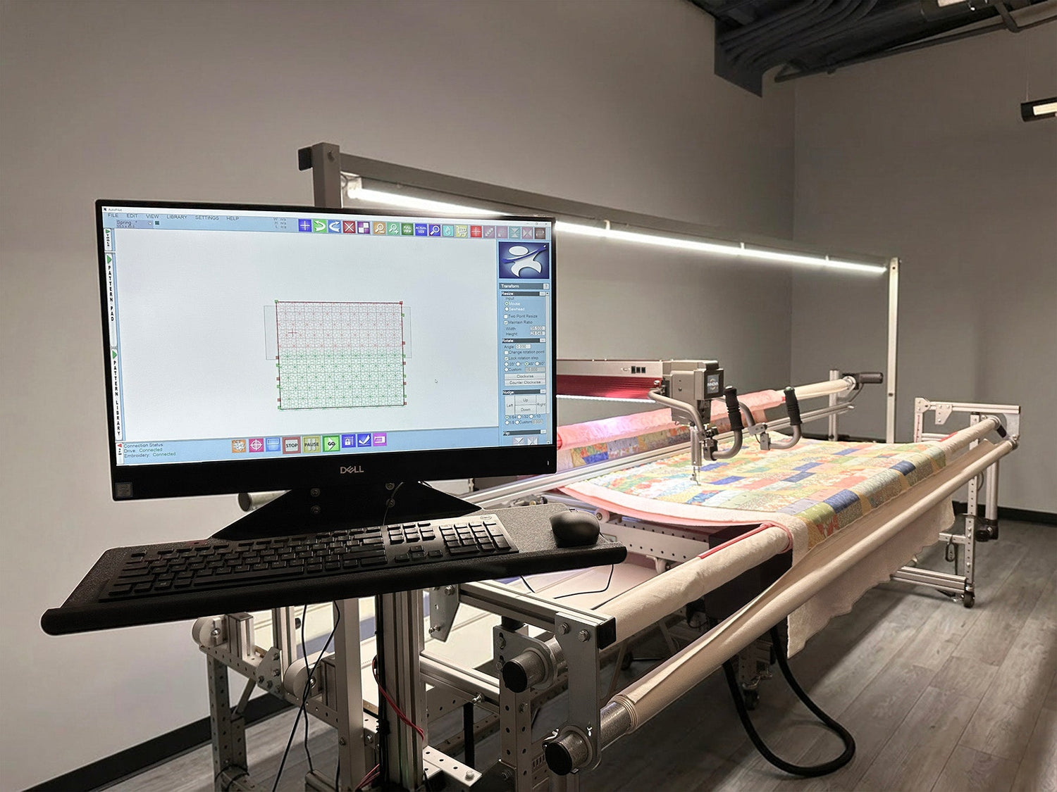 INNOVA M Series longarm quilting machine with Pro Frame and AutoPilot Mach 3 automation